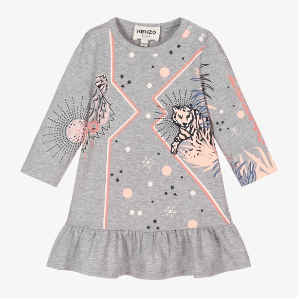 kenzo grey dress Kenzo Long Sleeve Mini Dress